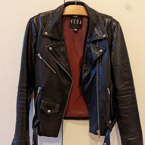 Veda Jayne Black Leather Jacket - Current Style $998